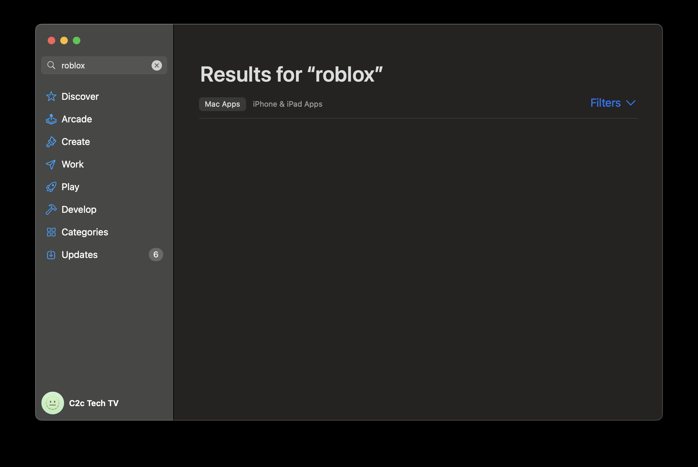 Searching roblox on Mac App Store